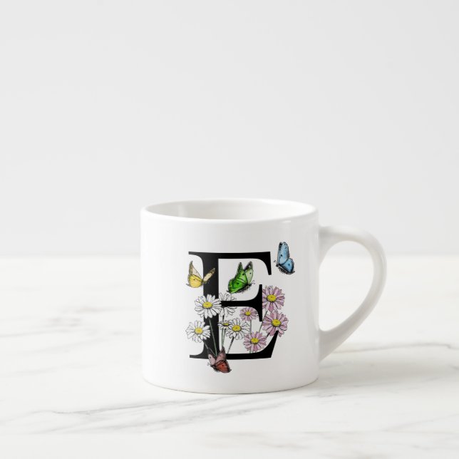 Initial Letter E Floral Butterfly Monogramm Espressotasse (Rechts)