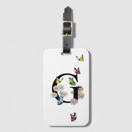 Initial Letter G Floral Butterfly Monogramm Gepäckanhänger