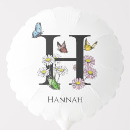 Initial Letter H Floral Butterfly Monogramm Ballon