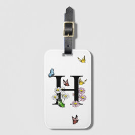 Initial Letter H Floral Butterfly Monogramm Gepäckanhänger