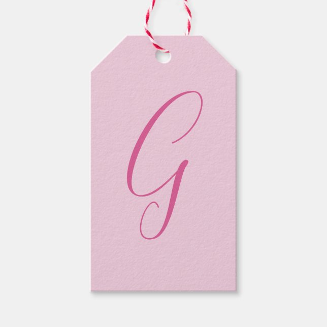 Initial Letter Monogram Light Pink Plain Chic Geschenkanhänger (Vorderseite)