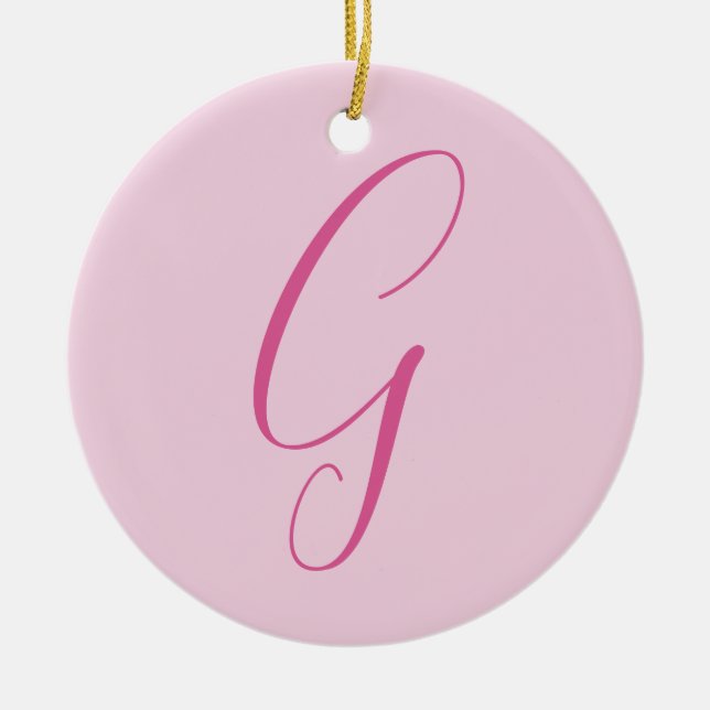 Initial Letter Monogram Light Pink Plain Chic Keramik Ornament (Vorne)