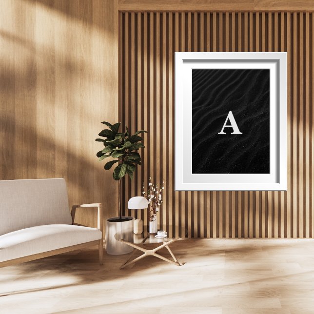 Initial Letter Monogram Modern Chic Black Sand Poster (Von Creator hochgeladen)