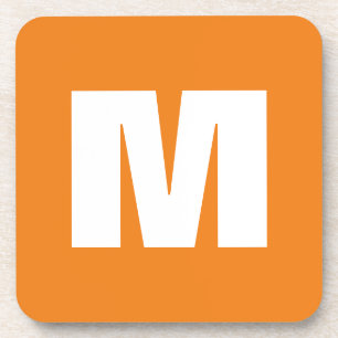 Initial Letter Monogram Modern Style Orange White Getränkeuntersetzer