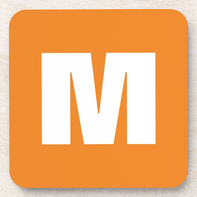 Initial Letter Monogram Modern Style Orange White Getränkeuntersetzer (Vorderseite)