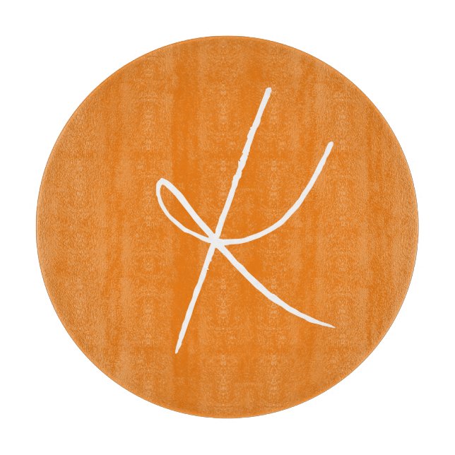 Initial Letter Monogram Modern Style Orange White Schneidebrett (Vorderseite)
