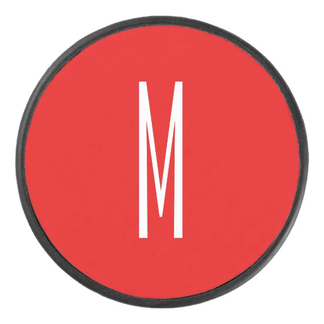 Initial Letter Monogram Modern Style Red White Eishockey Puck (Vorderseite)