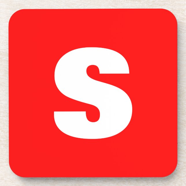 Initial Letter Monogram Modern Style Red White Getränkeuntersetzer (Vorderseite)