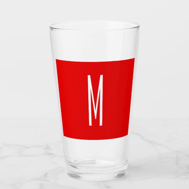 Initial Letter Monogram Modern Style Red White Glas (Vorderseite)