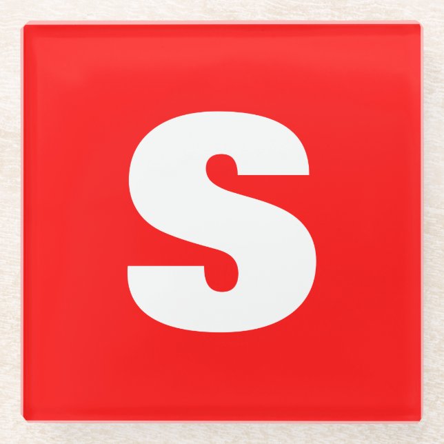 Initial Letter Monogram Modern Style Red White Glasuntersetzer (Vorderseite)