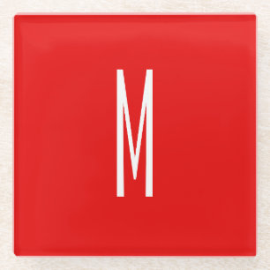 Initial Letter Monogram Modern Style Red White Glasuntersetzer