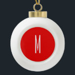 Initial Letter Monogram Modern Style Red White Keramik Kugel-Ornament<br><div class="desc">Möchten Sie ein Produkt mit den Initialen Ihres Namens besitzen? Es ist sehr einfach,  ästhetisch und attraktiv.</div>