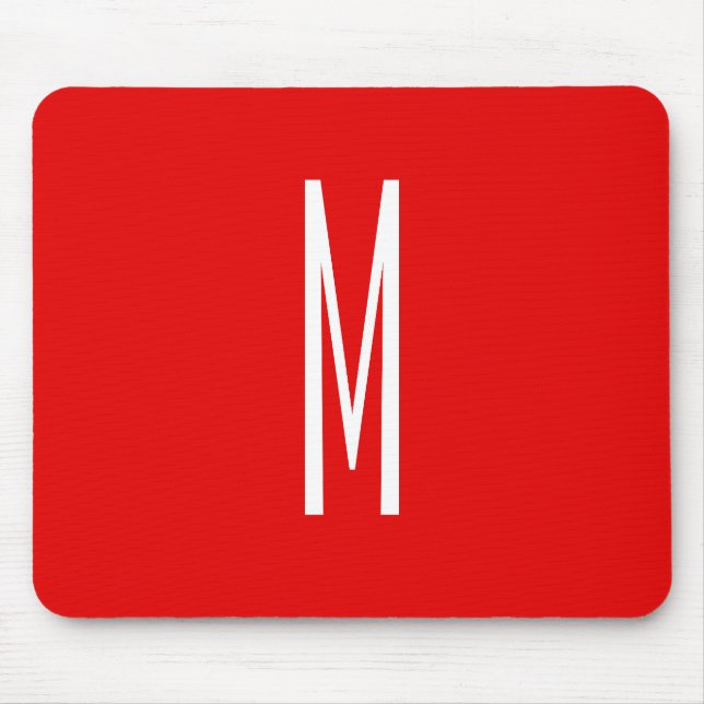 Initial Letter Monogram Modern Style Red White Mousepad (Vorne)