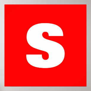 Initial Letter Monogram Modern Style Red White Poster