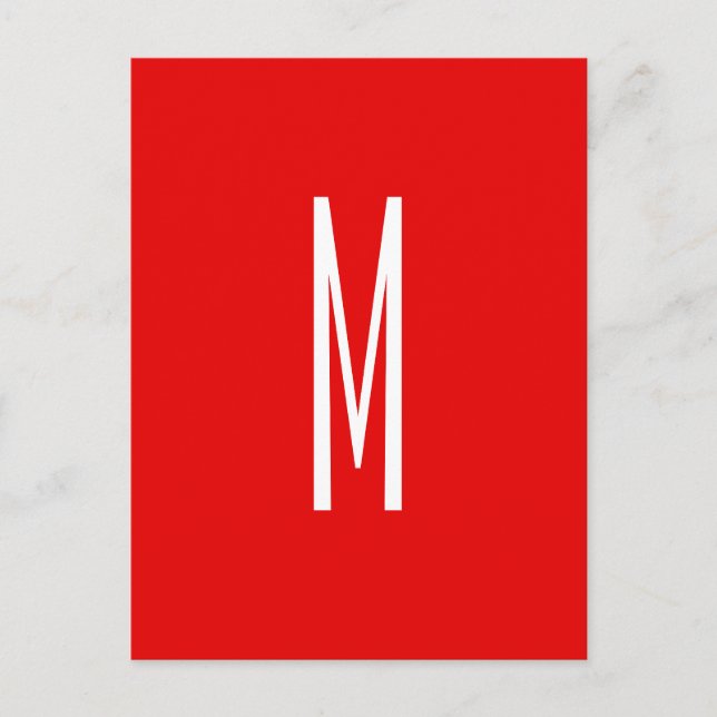 Initial Letter Monogram Modern Style Red White Postkarte (Vorderseite)