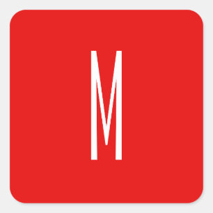 Initial Letter Monogram Modern Style Red White Quadratischer Aufkleber