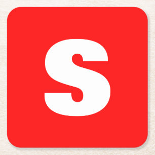 Initial Letter Monogram Modern Style Red White Rechteckiger Pappuntersetzer