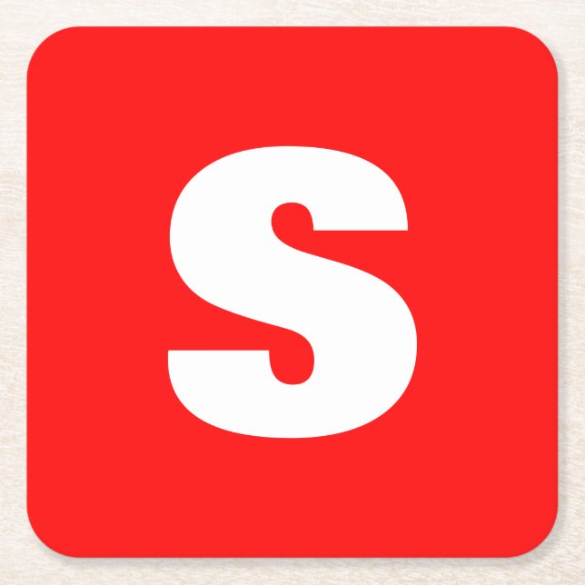 Initial Letter Monogram Modern Style Red White Rechteckiger Pappuntersetzer (Vorderseite)