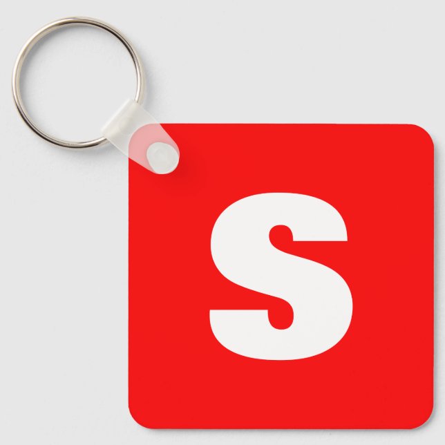 Initial Letter Monogram Modern Style Red White Schlüsselanhänger (Vorderseite)
