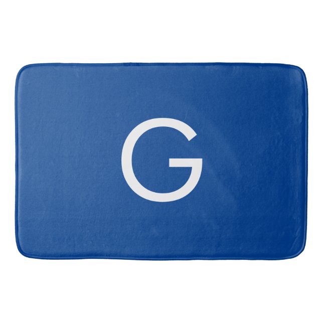 Initial Letter Monogram Modern Stylish Blue Badematte (Vorderseite)
