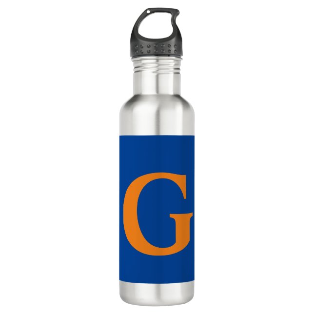 Initial Letter Monogram Modern Stylish Blue Orange Edelstahlflasche (Vorderseite)