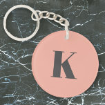 Initial Letter | Monogram Modern Stylish Peach Schlüsselanhänger<br><div class="desc">Simple,  stylish custom initial letter monogram keychain in modern minimalist typography in dark gray on peach pink. A perfect custom gift or accessory with a personal touch!</div>