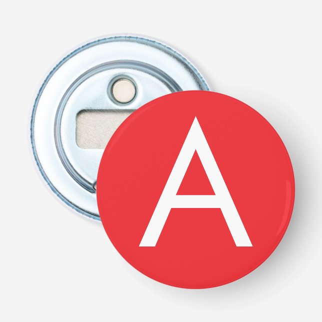 Initial Letter Monogram Red White Plain Modern Flaschenöffner (Vorderseite)