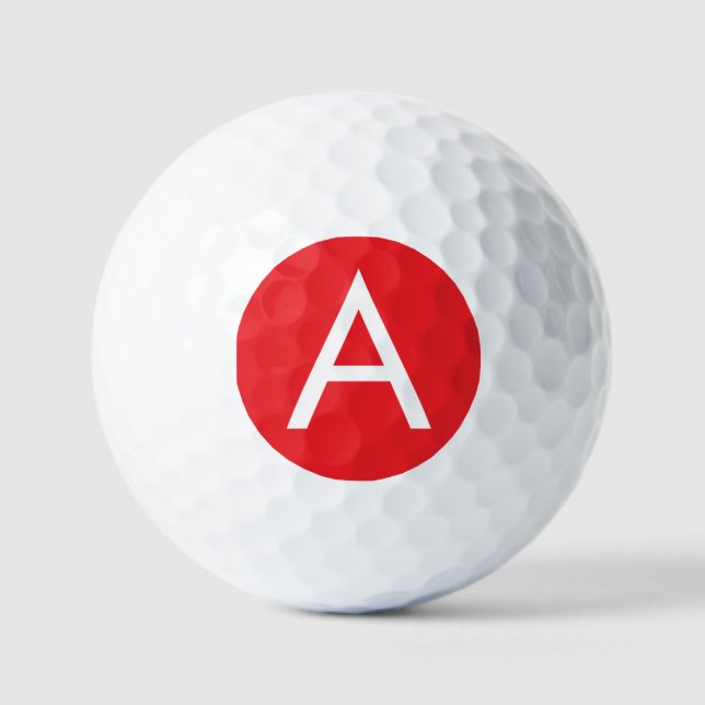 Initial Letter Monogram Red White Plain Modern Golfball (Vorderseite)