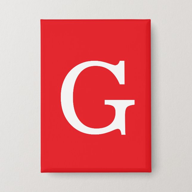 Initial Letter Monogram Red White Plain Simple Button (Vorderseite)