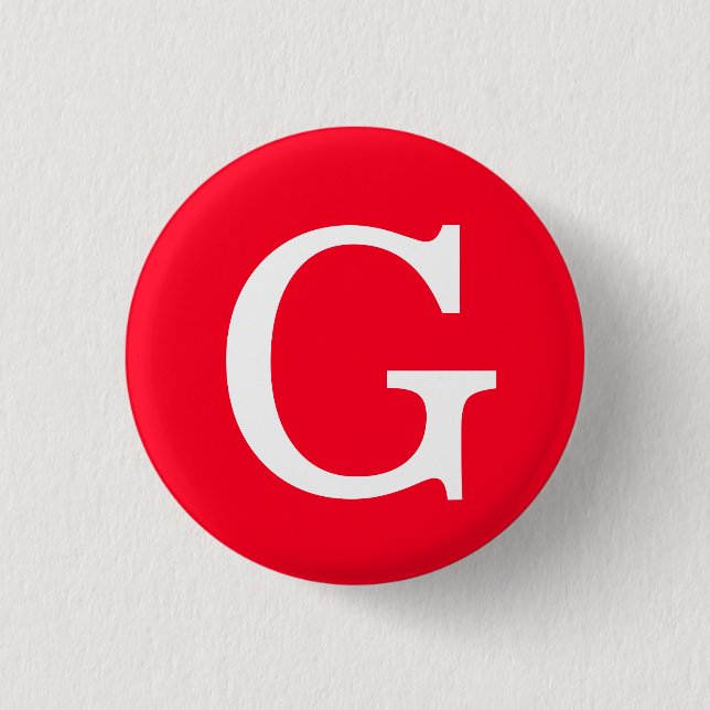 Initial Letter Monogram Red White Plain Simple Button (Vorderseite)