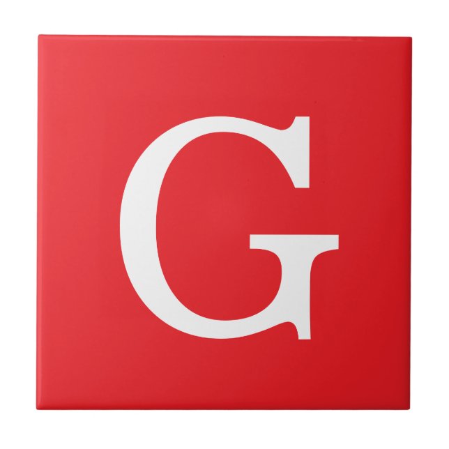 Initial Letter Monogram Red White Plain Simple Fliese (Vorderseite)