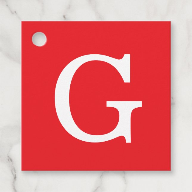 Initial Letter Monogram Red White Plain Simple Geschenkanhänger (Vorderseite)