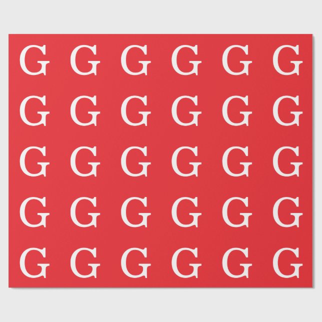 Initial Letter Monogram Red White Plain Simple Geschenkpapier (Flach)