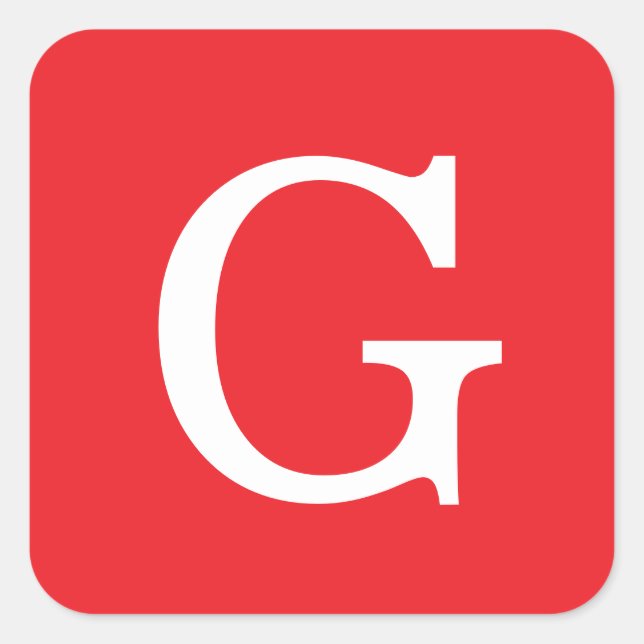 Initial Letter Monogram Red White Plain Simple Quadratischer Aufkleber (Vorderseite)