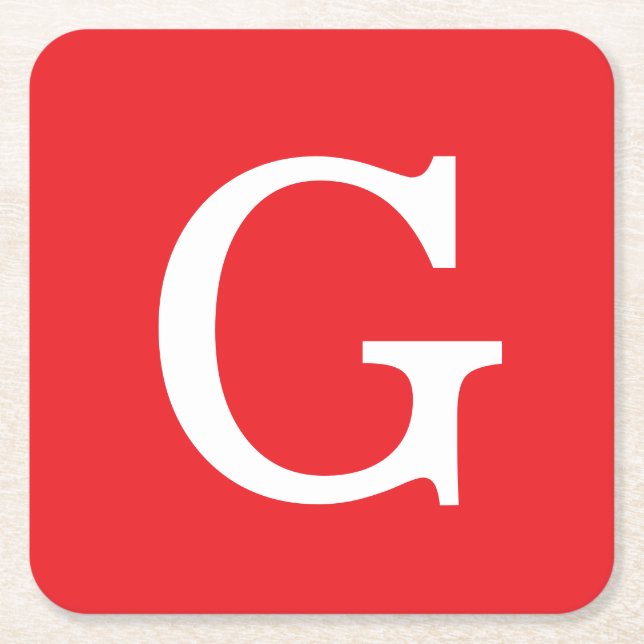 Initial Letter Monogram Red White Plain Simple Rechteckiger Pappuntersetzer (Vorderseite)