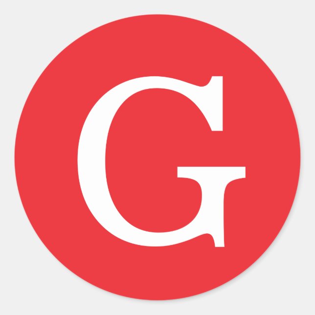 Initial Letter Monogram Red White Plain Simple Runder Aufkleber (Vorderseite)