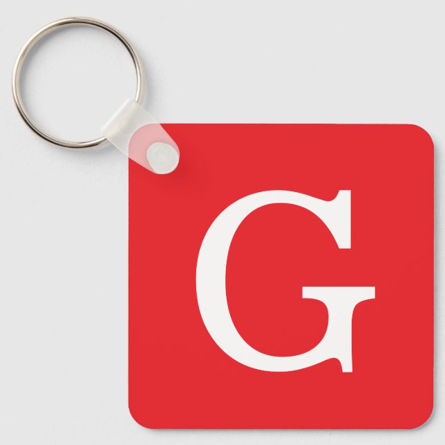 Initial Letter Monogram Red White Plain Simple Schlüsselanhänger (Vorderseite)