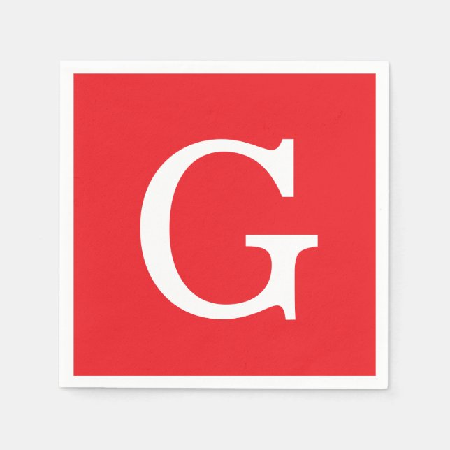 Initial Letter Monogram Red White Plain Simple Serviette (Vorderseite)