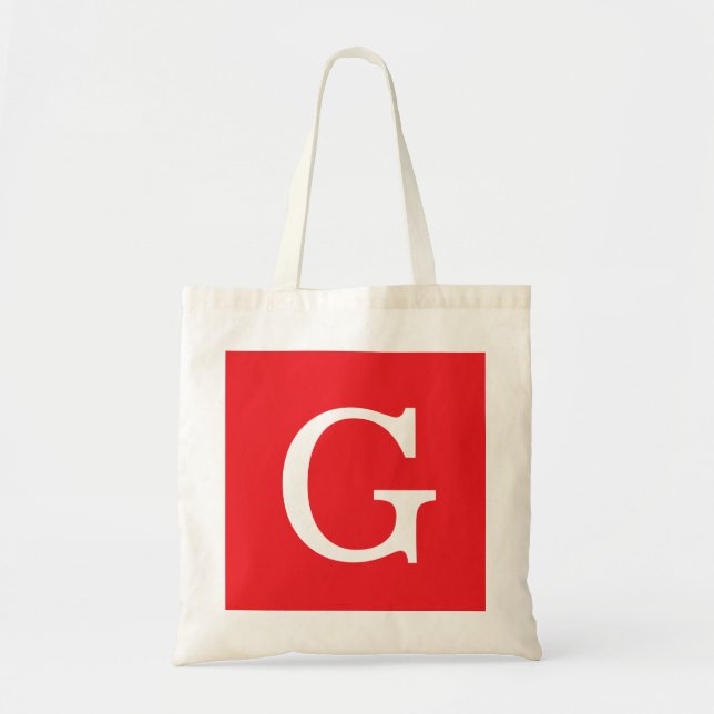 Initial Letter Monogram Red White Plain Simple Tragetasche (Vorne)