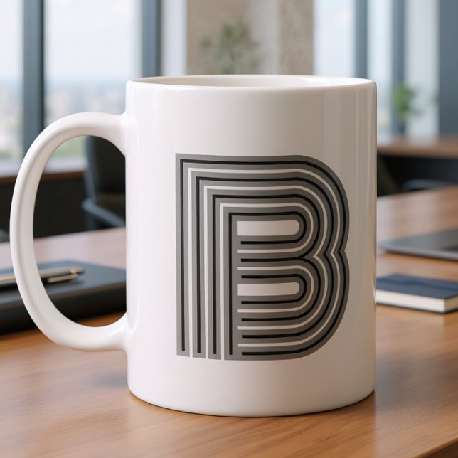 Initial Letter Monogram Schwarz-weiß Modern Stilvo Kaffeetasse (Von Creator hochgeladen)