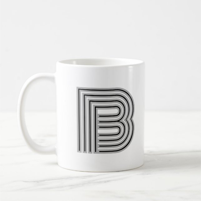 Initial Letter Monogram Schwarz-weiß Modern Stilvo Kaffeetasse (Links)