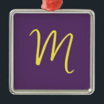 Initial Letter Monogram Stylish Indigo Yellow Ornament Aus Metall<br><div class="desc">Möchten Sie ein Produkt mit den Initialen Ihres Namens besitzen? Es ist sehr einfach,  ästhetisch und attraktiv.</div>