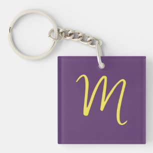 Initial Letter Monogram Stylish Indigo Yellow Schlüsselanhänger