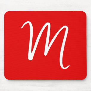 Initial Letter Monogram Stylish Red White Mousepad
