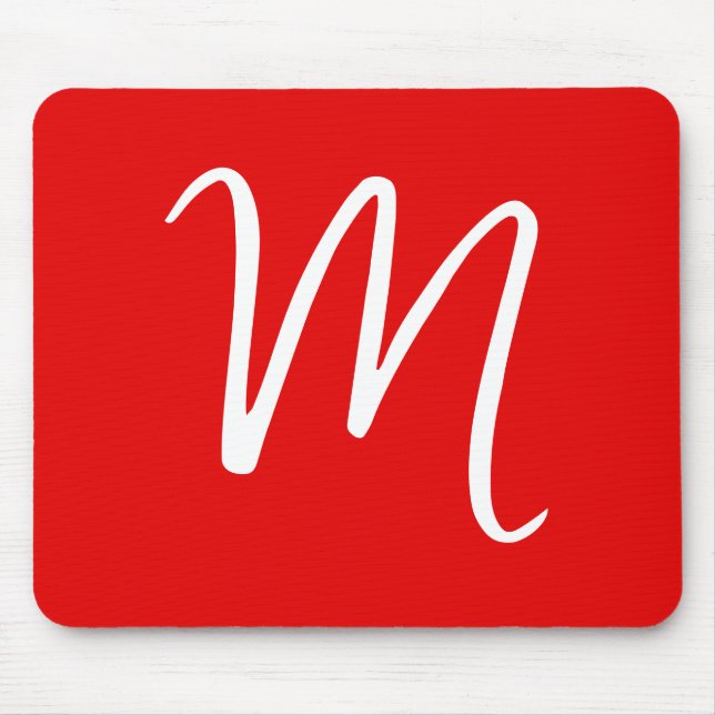 Initial Letter Monogram Stylish Red White Mousepad (Vorne)
