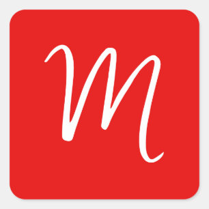 Initial Letter Monogram Stylish Red White Quadratischer Aufkleber