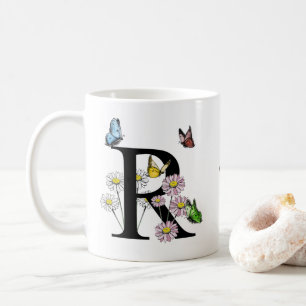 Initial Letter R Floral Butterfly Monogramm Kaffeetasse