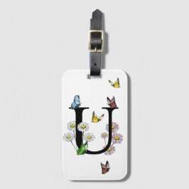 Initial Letter U Floral Butterfly Monogramm Gepäckanhänger