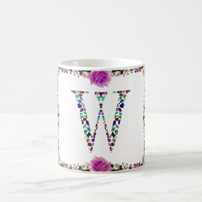 Initial Letter W Gemstone Design Kaffeetasse (Mittel)