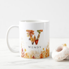 Initial Letter W Herbstlaubs Monogram Kaffeetasse